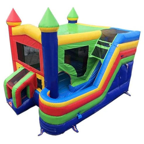Moonwalk USA Inflatable Bouncers Rainbow Castle Combo Bouncer Wet n Dry C-141