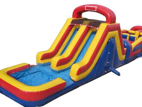 Moonwalk USA Inflatable Bouncers 62'Lx15'H Wet n Dry Obstacle Bouncer - Red O-122-R